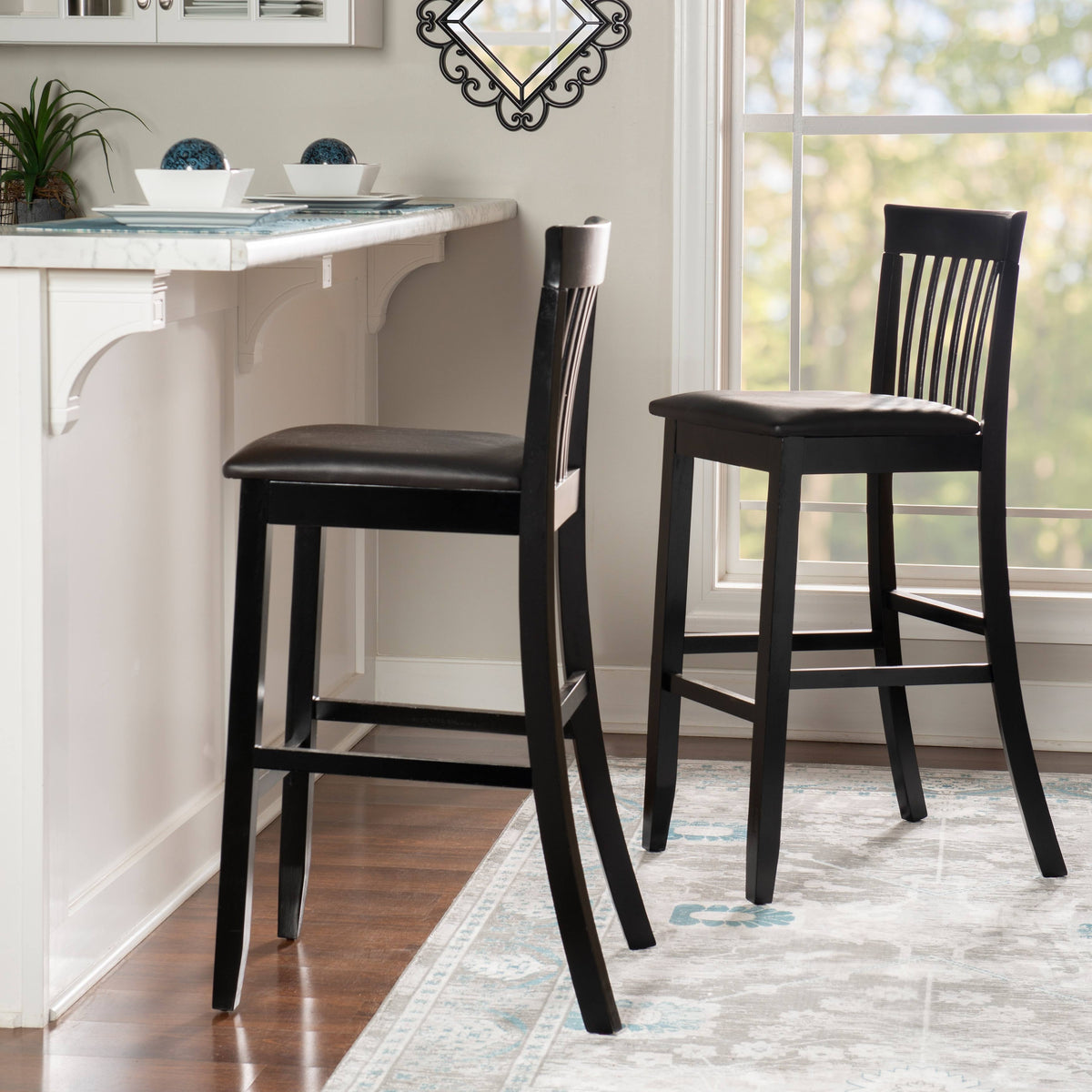 Black Slat Back Bar Stool E756