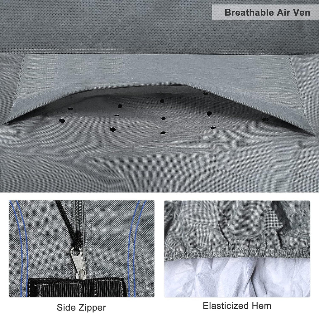 Heavy Duty RV Cover with 4 Tire Covers, Tongue Jack Cover, 2 Extra Straps, Gutter Cover V919