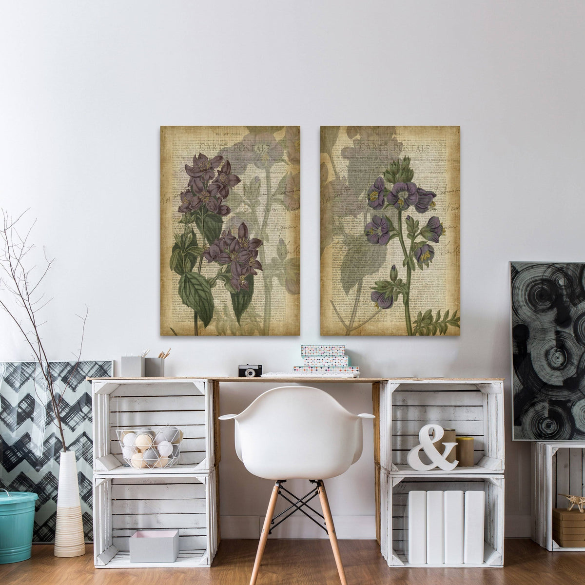 Purple Floral Shadows Diptych S858