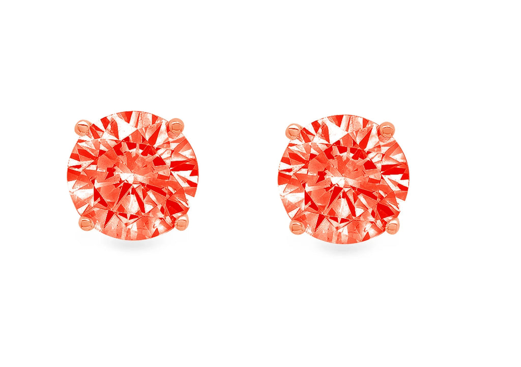 3.0 ct Solitaire Studs Red Simulated Diamond Solid 18K Pink Rose Gold Earrings F702628
