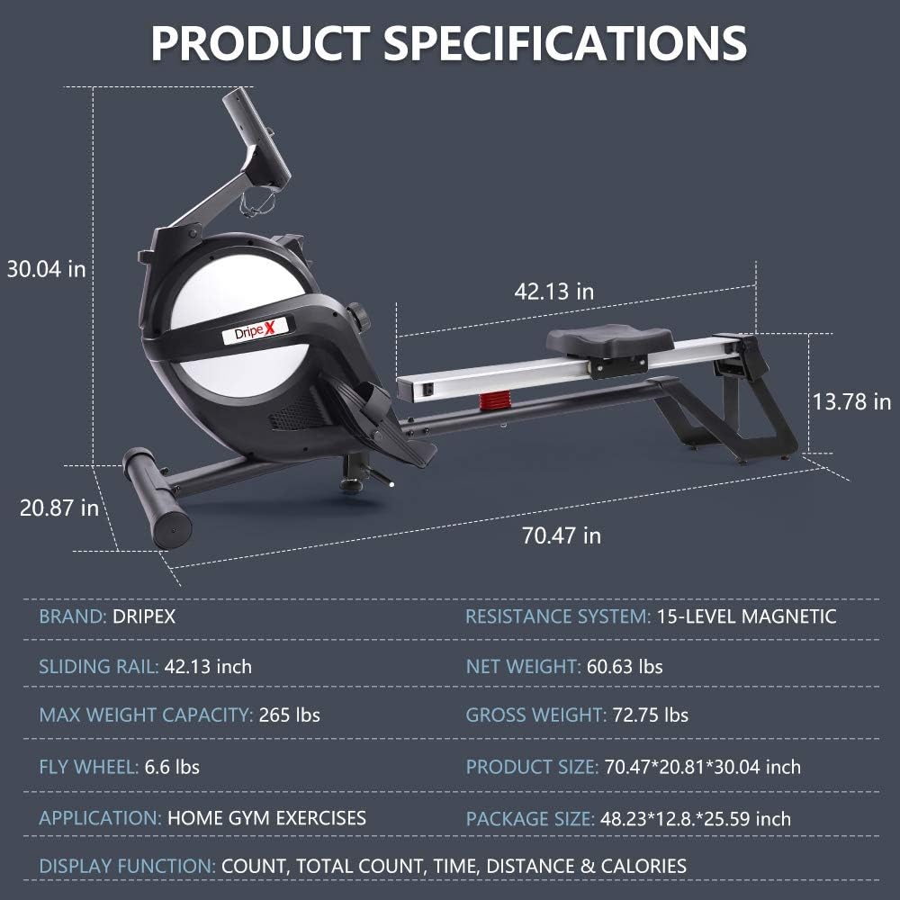 Magnetic Rowing Machine with 15-Level Adjustable Resistance Z84662