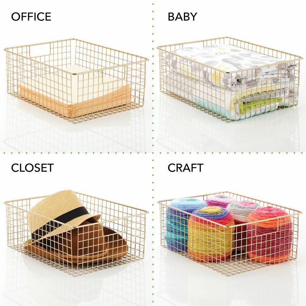 Metal Wire Food Organizer Storage Bin Baskets with Handles D968