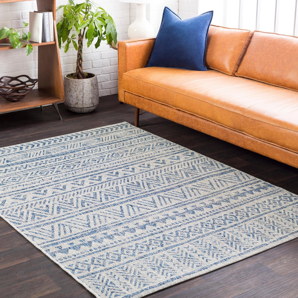 Dark Blue Oval Outdoor Area Rug R73258