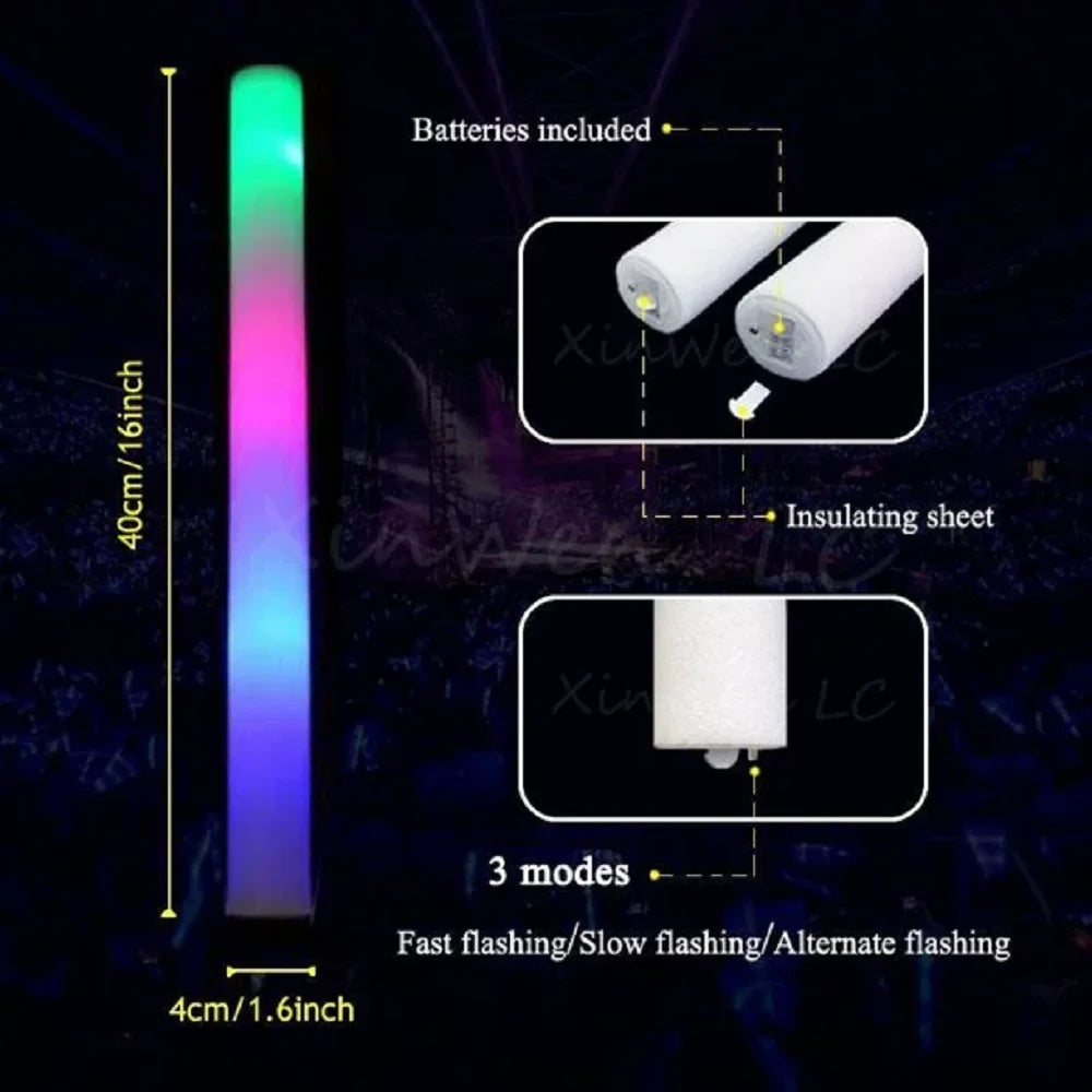 Multicolor Glow Foam Stick Cheer Tube Pack of 50 U579876