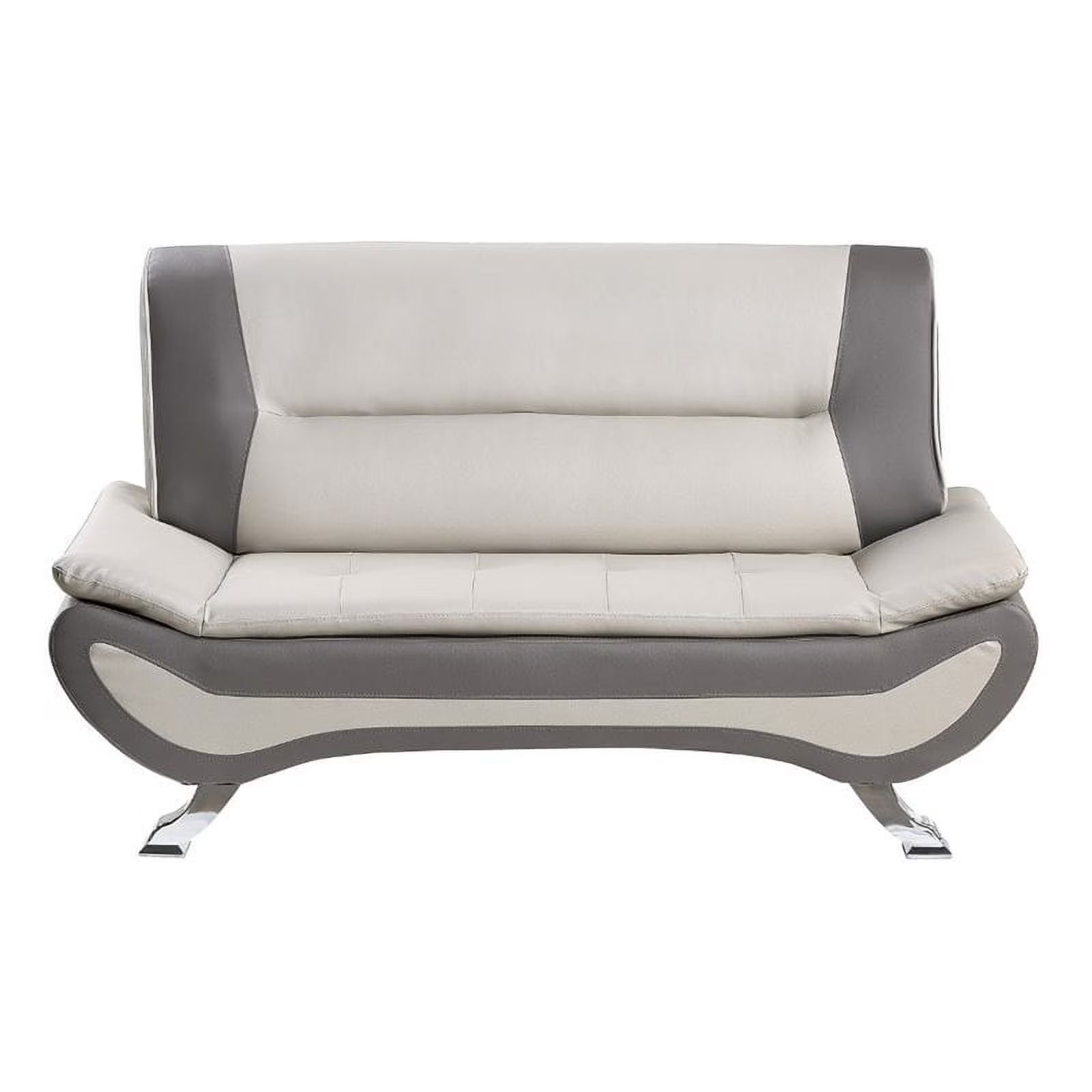 Beige and Gray Faux Leather Loveseat R6280