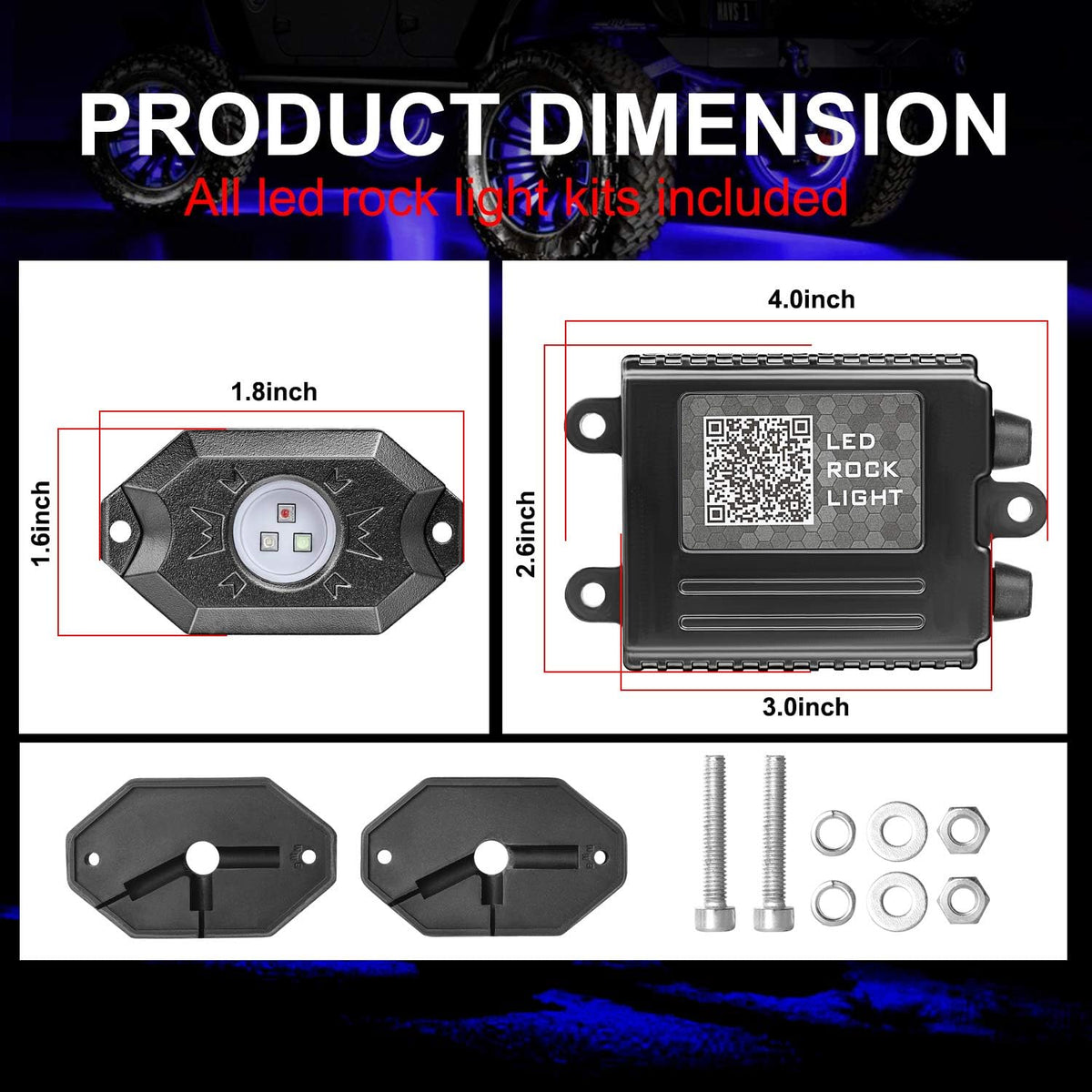 RGB LED Rock Light Kit with 4 Pods, Pack of 2 J17984