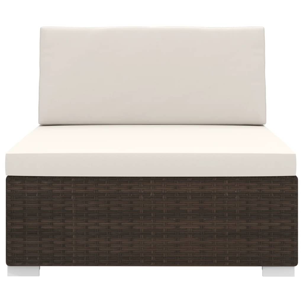 Brown Poly Rattan Sectional Middle Seat with Cushions L281146