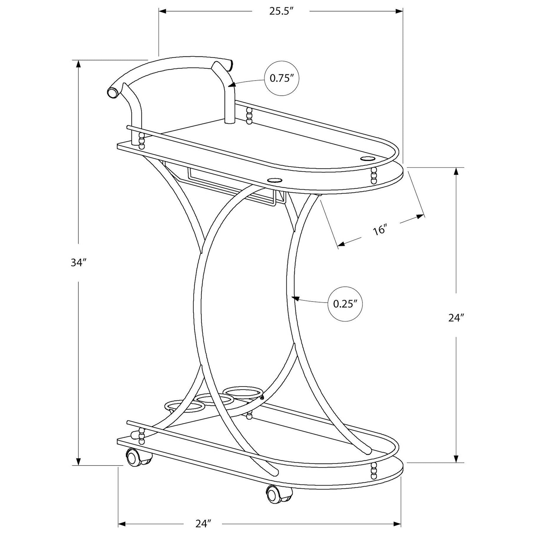 Metal/Glass Mobile Serving Cart F3016