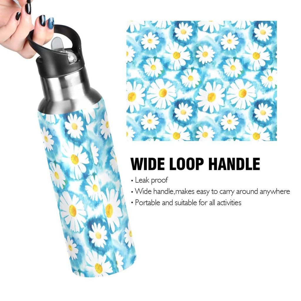 Blue Stainless Steel Insulated Water Bottle with Straw Lid Z6470