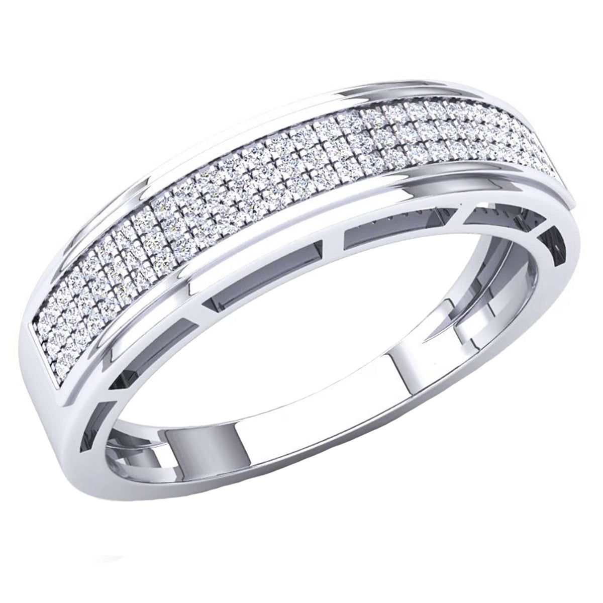10K White Gold Diamond Wedding Band X51646