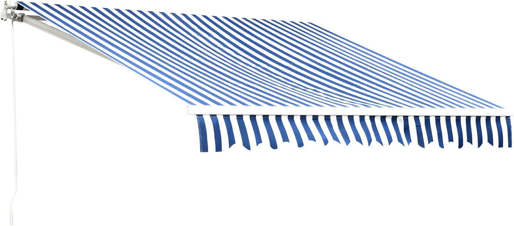13x8 Feet Manual Retractable Patio Awning Canopy (Dark Blue) S29208