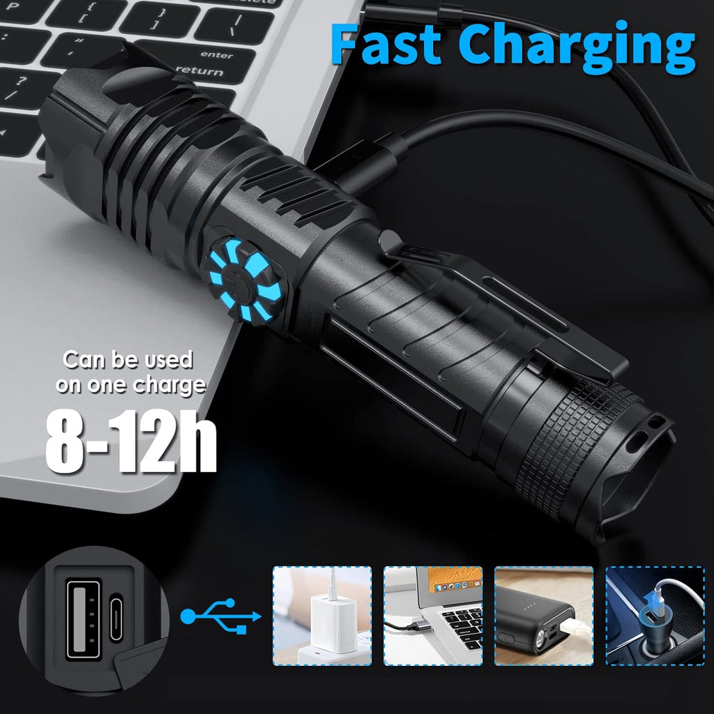 Rechargeable Tactical LED Flashlight, Zoomable Handheld X316593