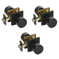 Matte Black Square Rose Door Knob 3-Pack L6561