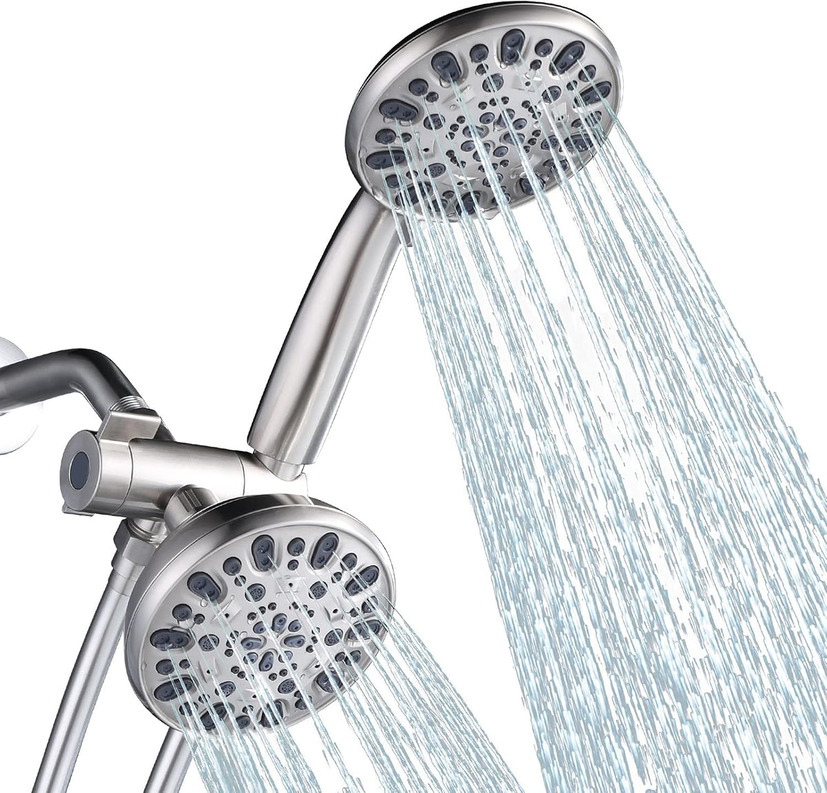 Dual Chrome Shower Head Combo with Handheld, 59" Hose, Pack of 2 W960736