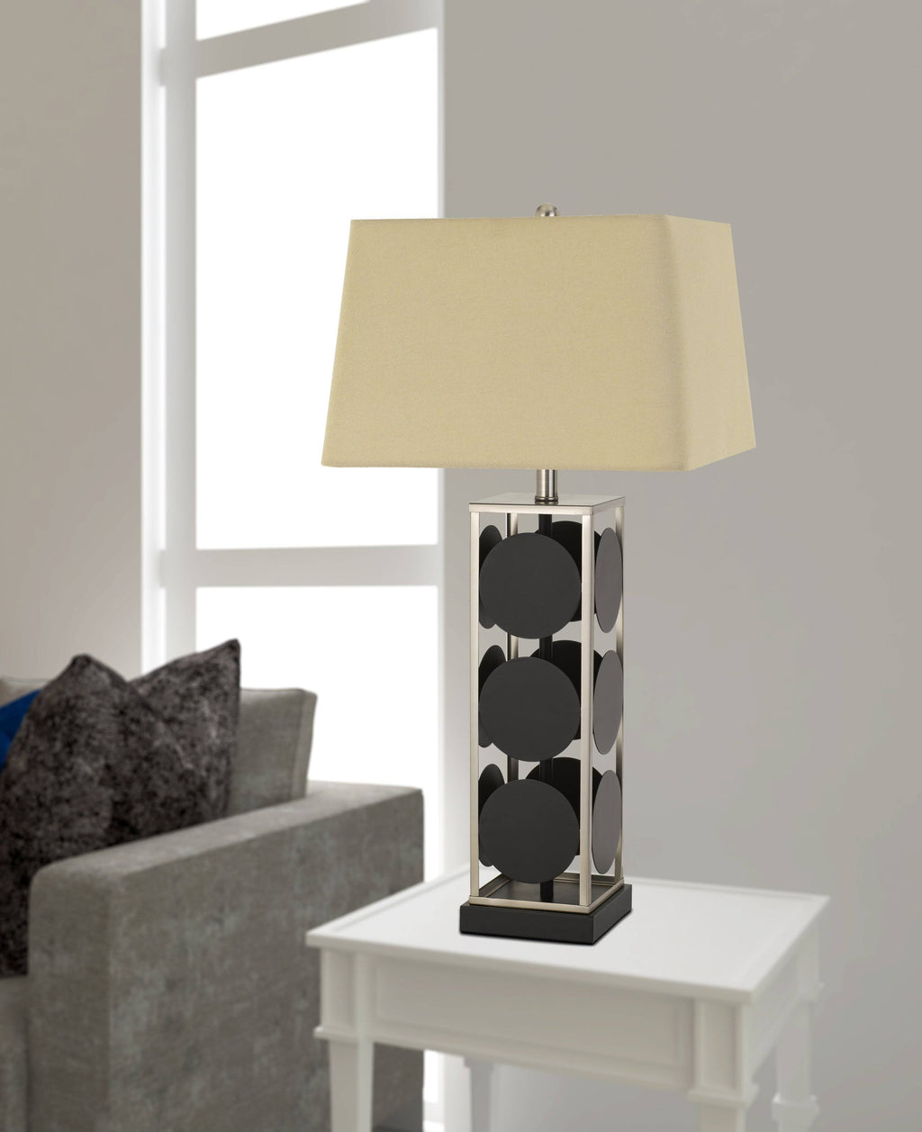 Black Table Lamp with Antique Silver K122