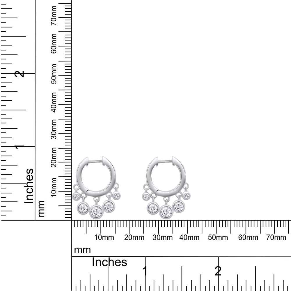 14K White Gold Over Sterling Silver Moissanite Hoop Earring I6752