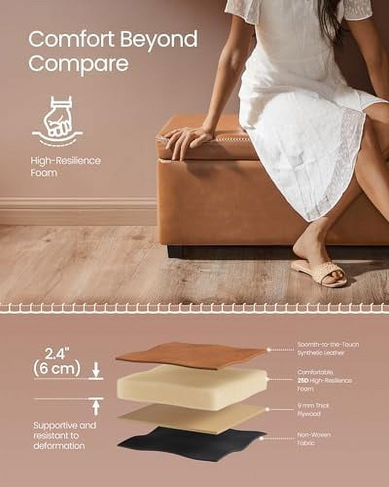 Ottoman Bench Entryway Bedroom Bench 25 Gallons Synthetic Leather Ink Black N9966