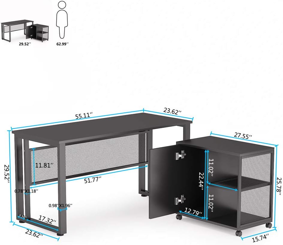 L-Shaped Computer Desk with File Cabinet G36072