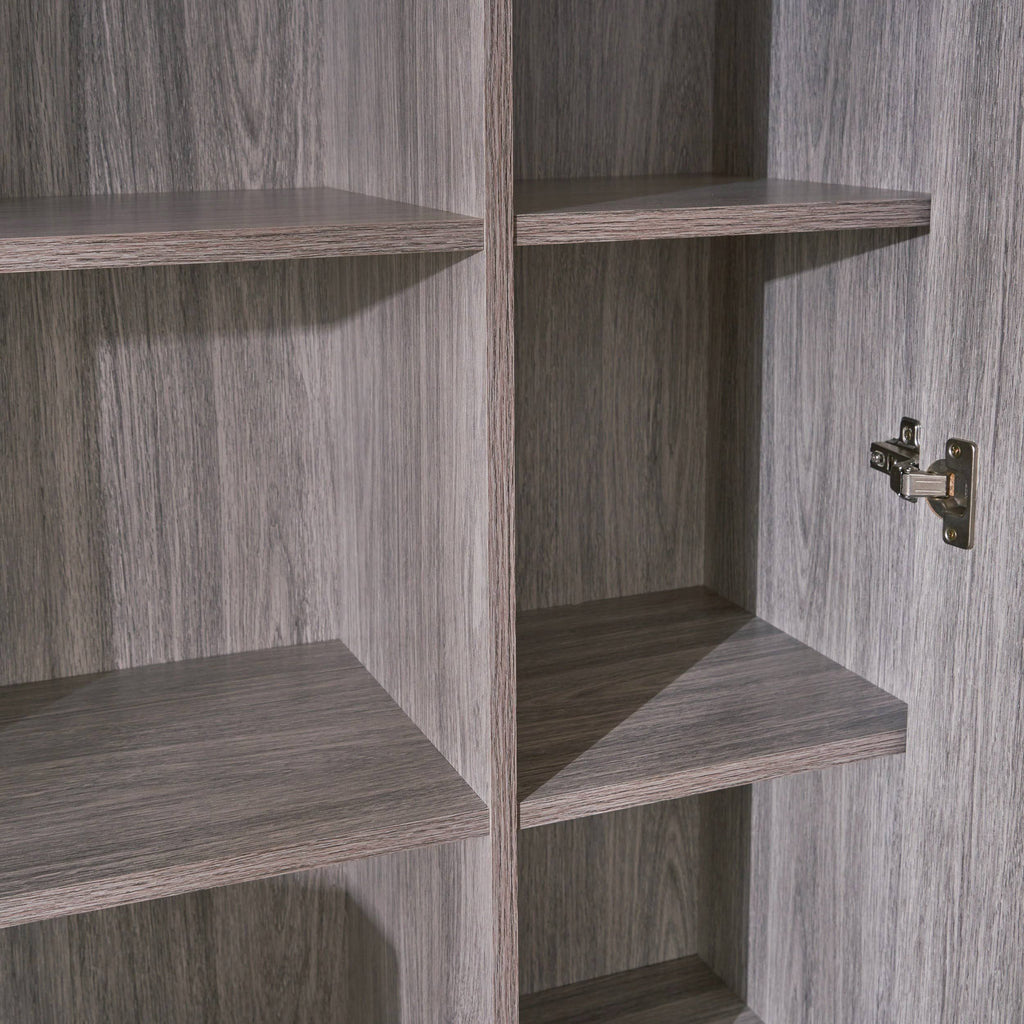 Gray Oak Office Desk and Bookcase Set D3132