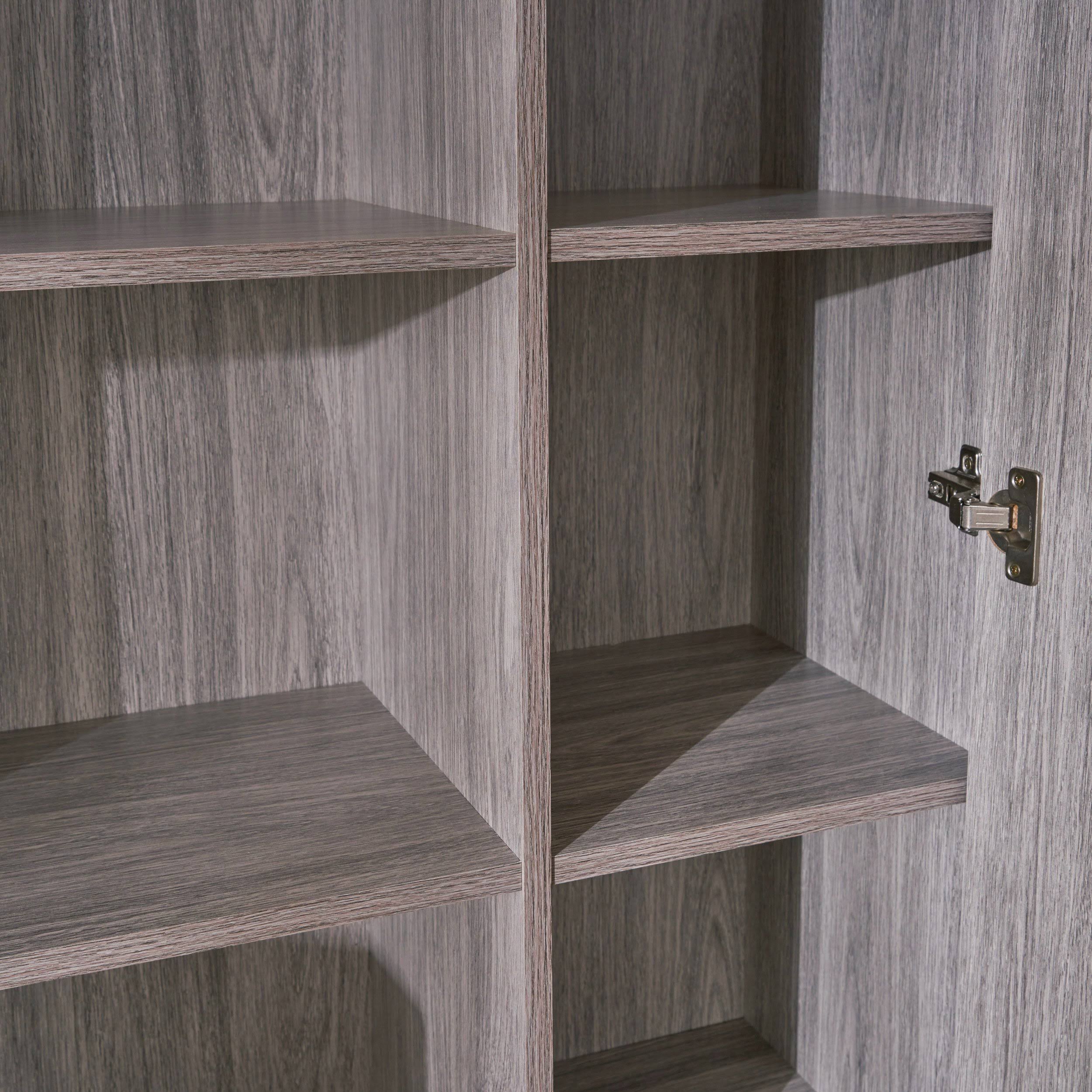 Gray Oak Office Desk and Bookcase Set D3132