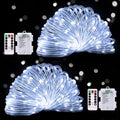 100 LED Battery Operated Rope Lights, 33Ft White String Lights (2 Pack) X7400