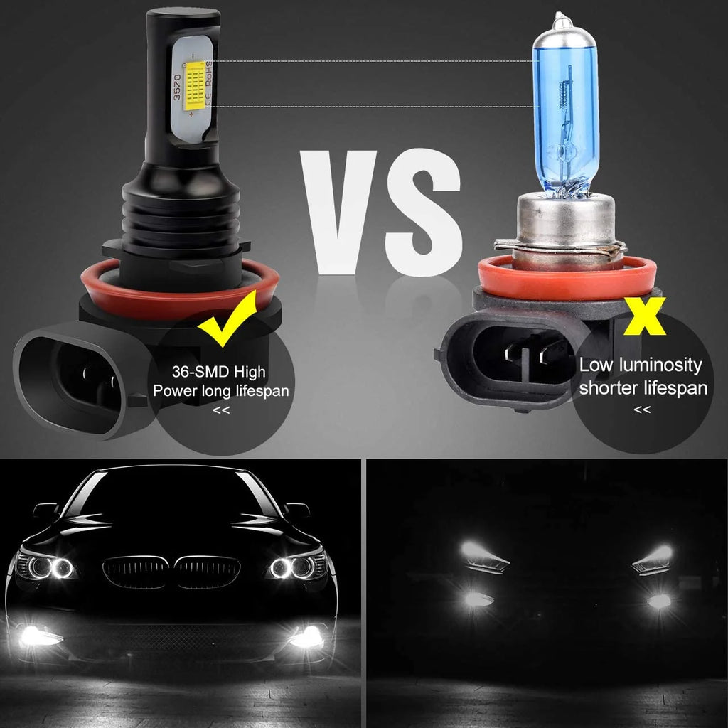 H9 H11 High/Low Beam LED Headlight and H11 Foglight Bulbs 6000K White, 6pc Y1740