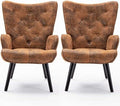 Accent Chairs Set, Mid-Century Modern Wingback Armchairs, Microfiber Cushioned E158