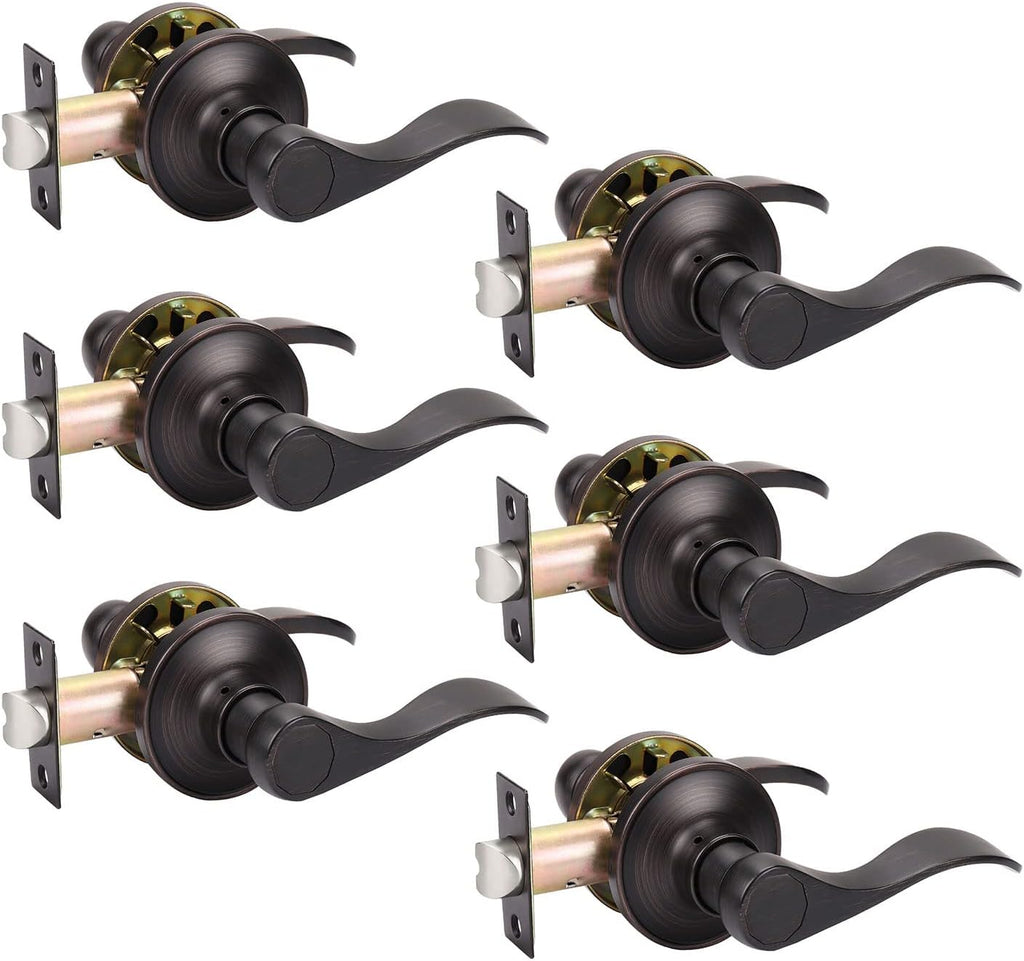 6 Pack Oil Rubbed Bronze Passage Door Levers D2982