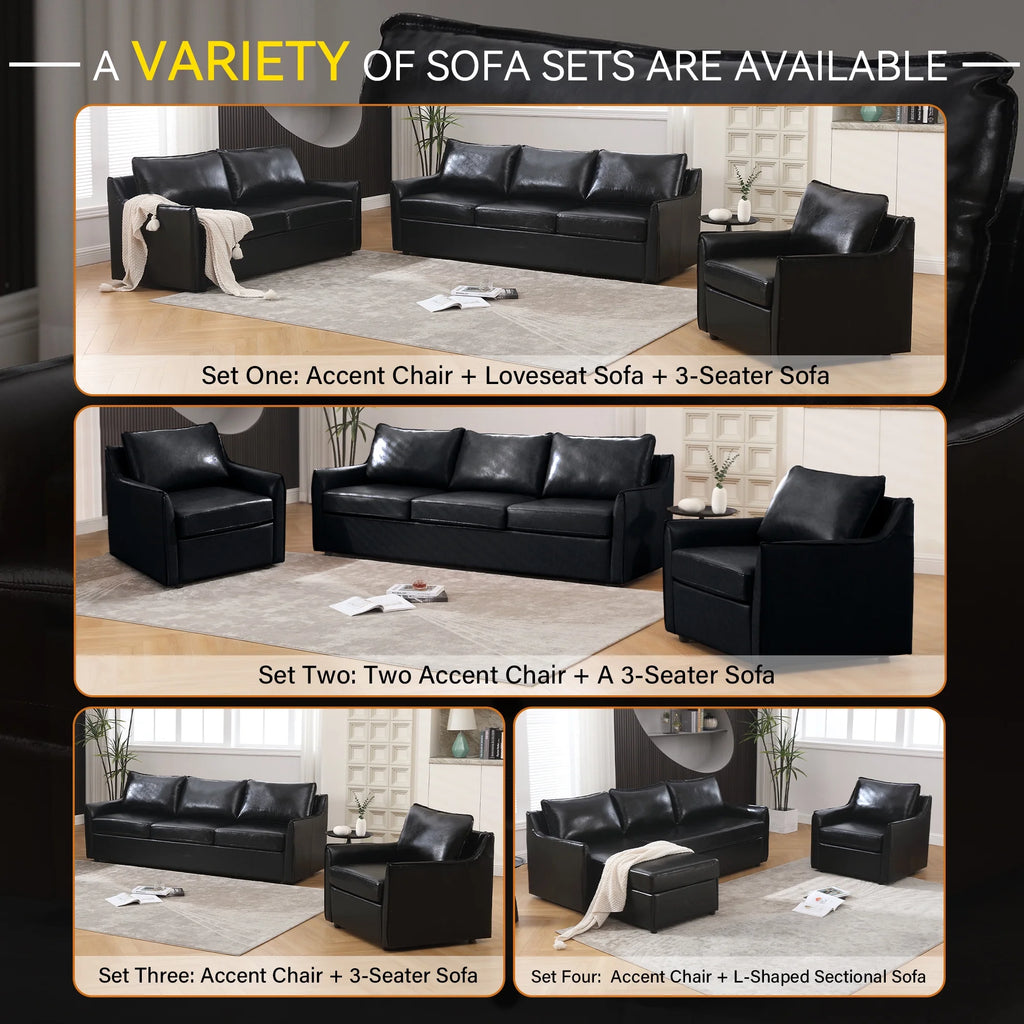 Black Faux Leather Accent Chair F512929