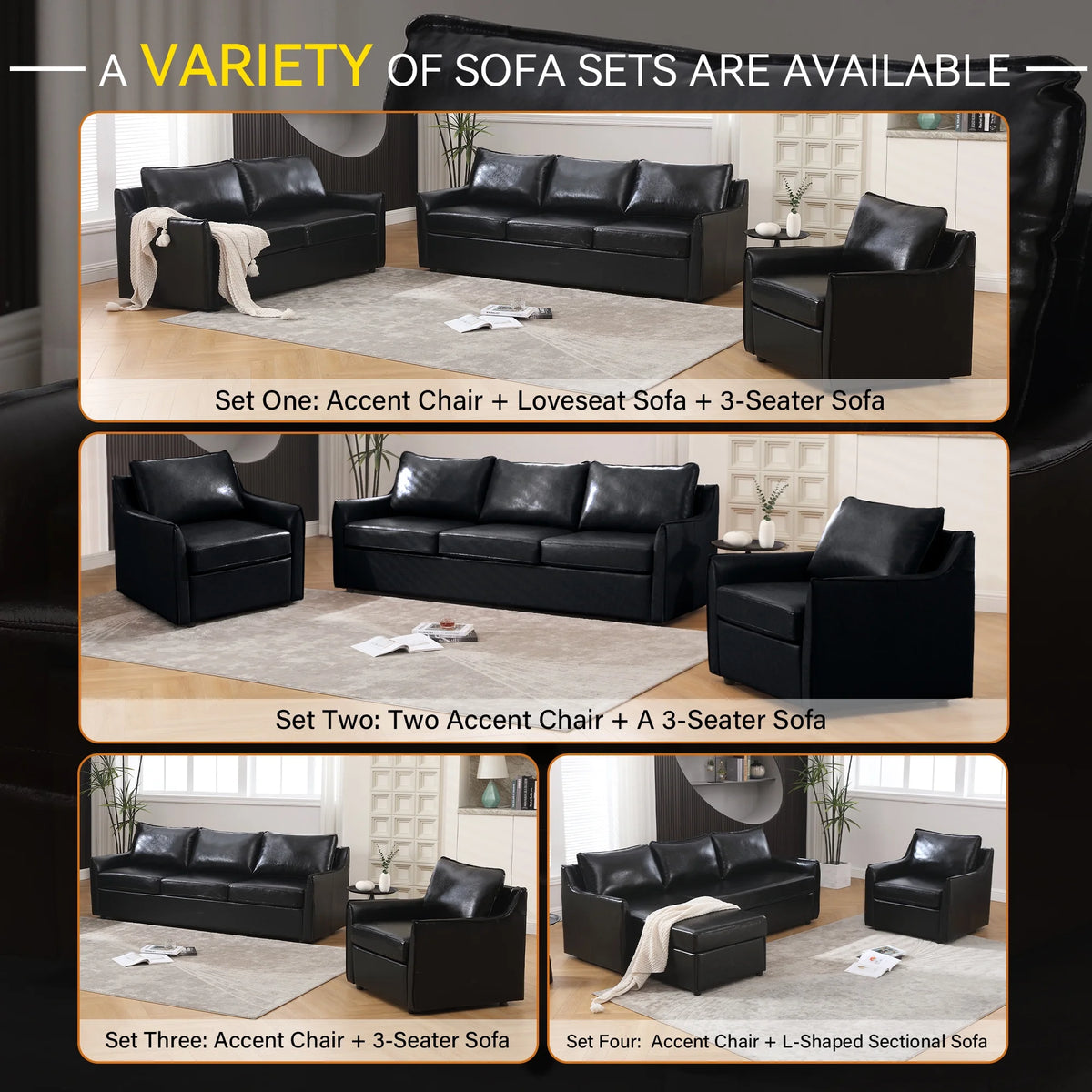 Black Faux Leather Accent Chair F512929