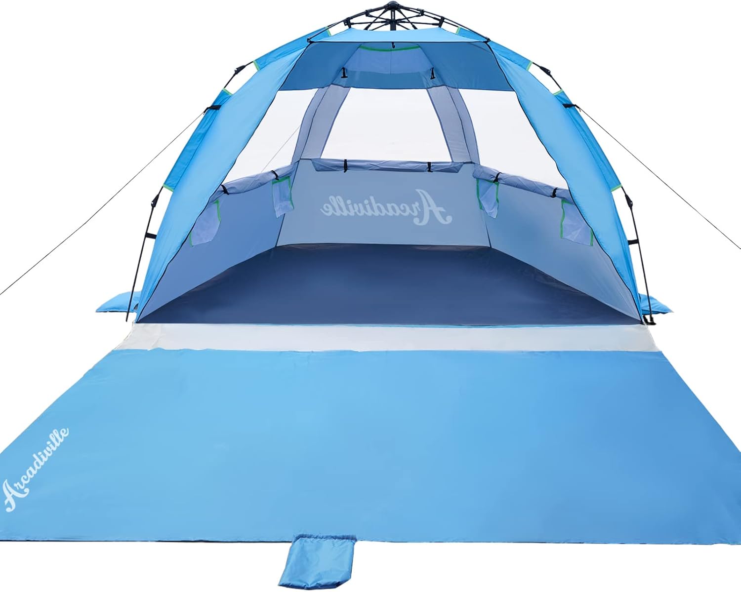 Pop up Beach Tent 4 Person UPF 50+ Portable Lightweight Sun Shelter with Extended Floor O236
