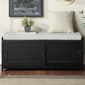 Black Wood Storage Bench with 2 Cabinets B43301