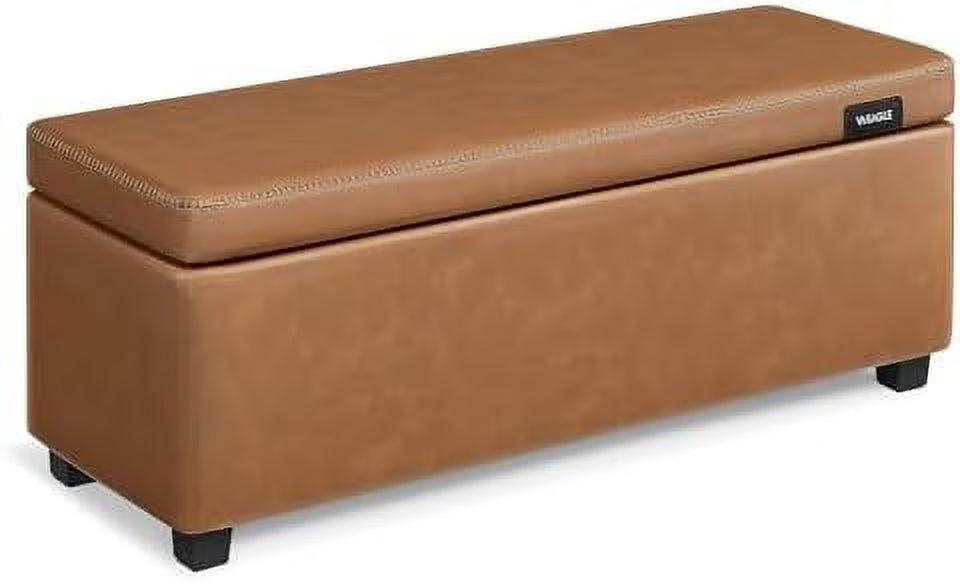 Ottoman Bench Entryway Bedroom Bench 25 Gallons Synthetic Leather Ink Black N9966