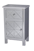 Antique White Wood Accent Cabinet with Beveled Glass Door N16298