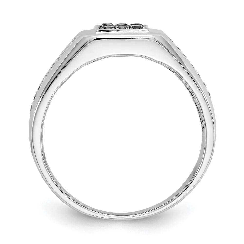 14k White Gold Black Diamond Square Men's Ring Y78318
