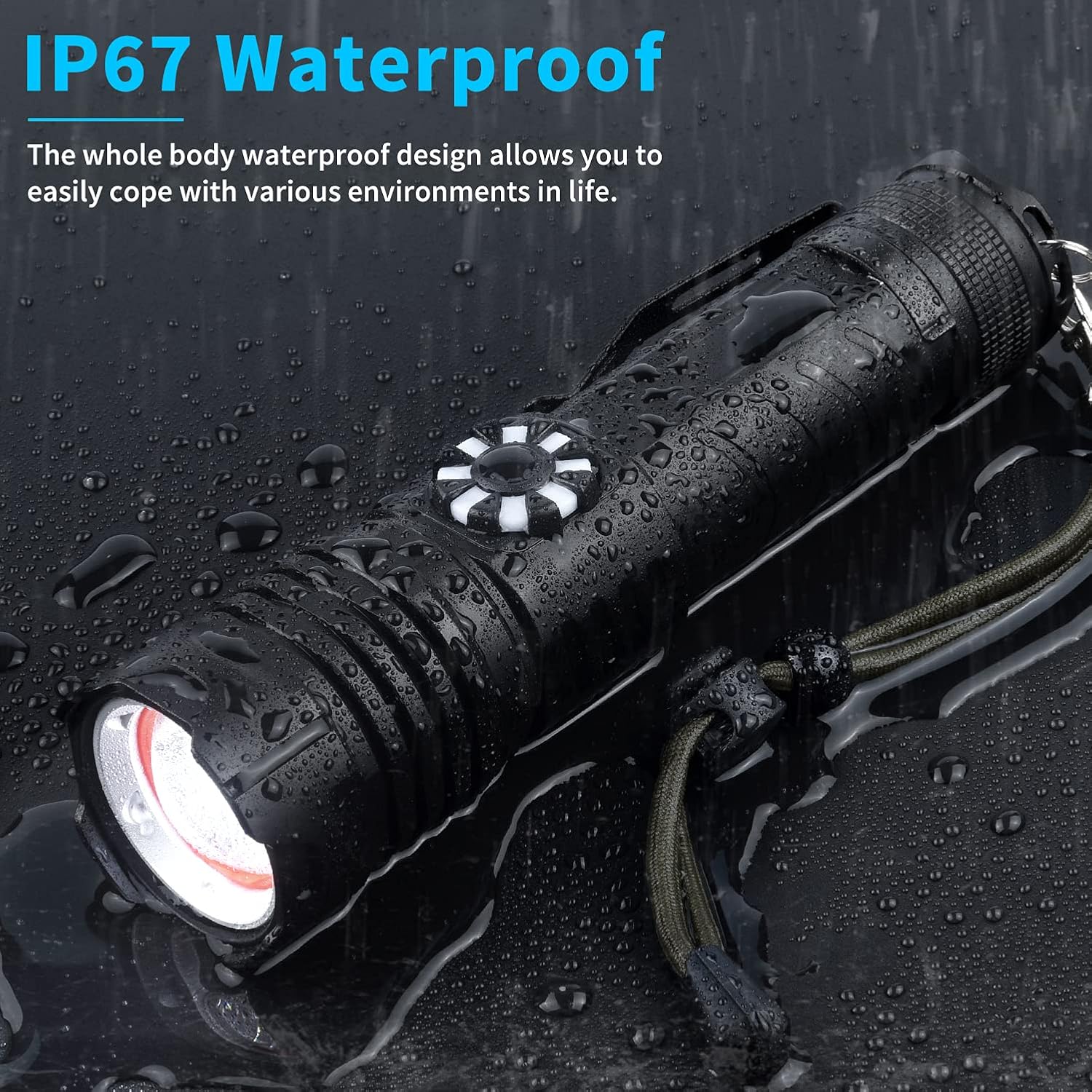 Rechargeable Tactical LED Flashlight, Zoomable Handheld X316593
