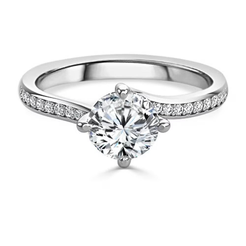 18K White Gold Plated Moissanite Engagement Ring O5180