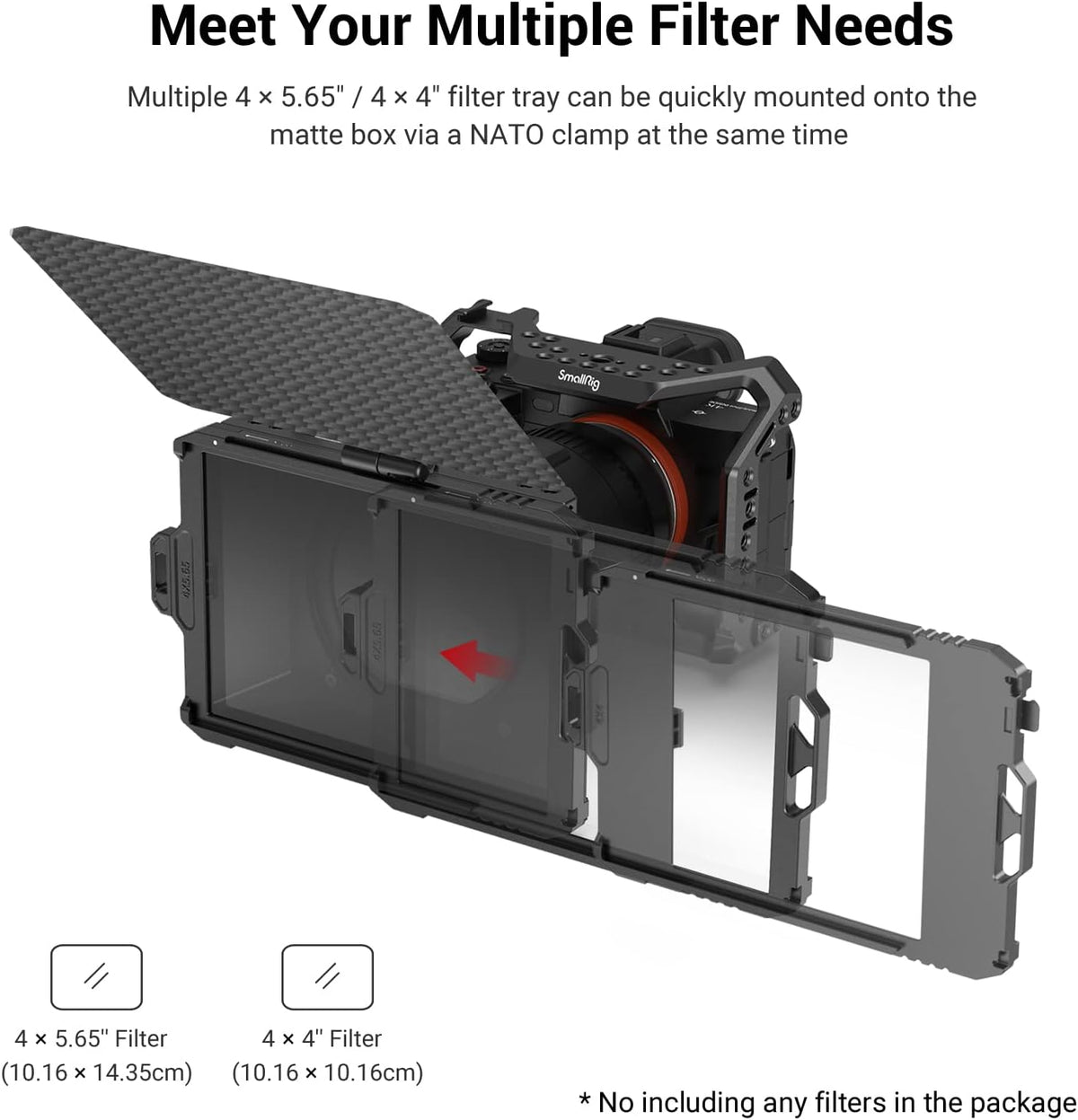 Mini Matte Box Lite with Top Flag for DSLRs and Mirrorless Cameras, Compatible with 67mm/72mm/77mm/82mm/95mm Lenses, with Filter Tray S5801