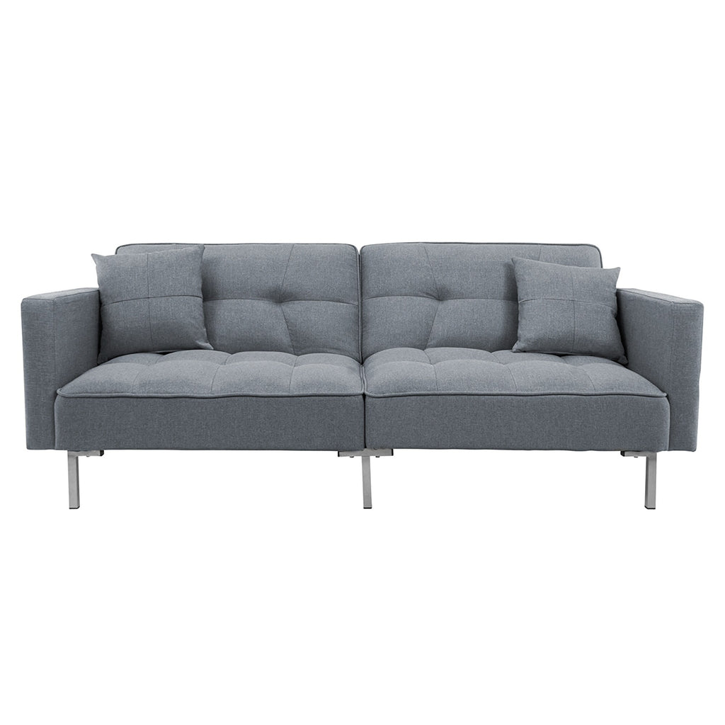 Dark Gray Linen Convertible Folding Futon Sofa Bed V712