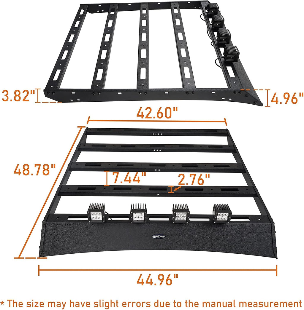 Roof Rack Cargo Carrier Crossbars Basket with LED Lights for Toyota Tacoma 05-22 Access Cab 2nd 3rd Gen Pickup Truck L931