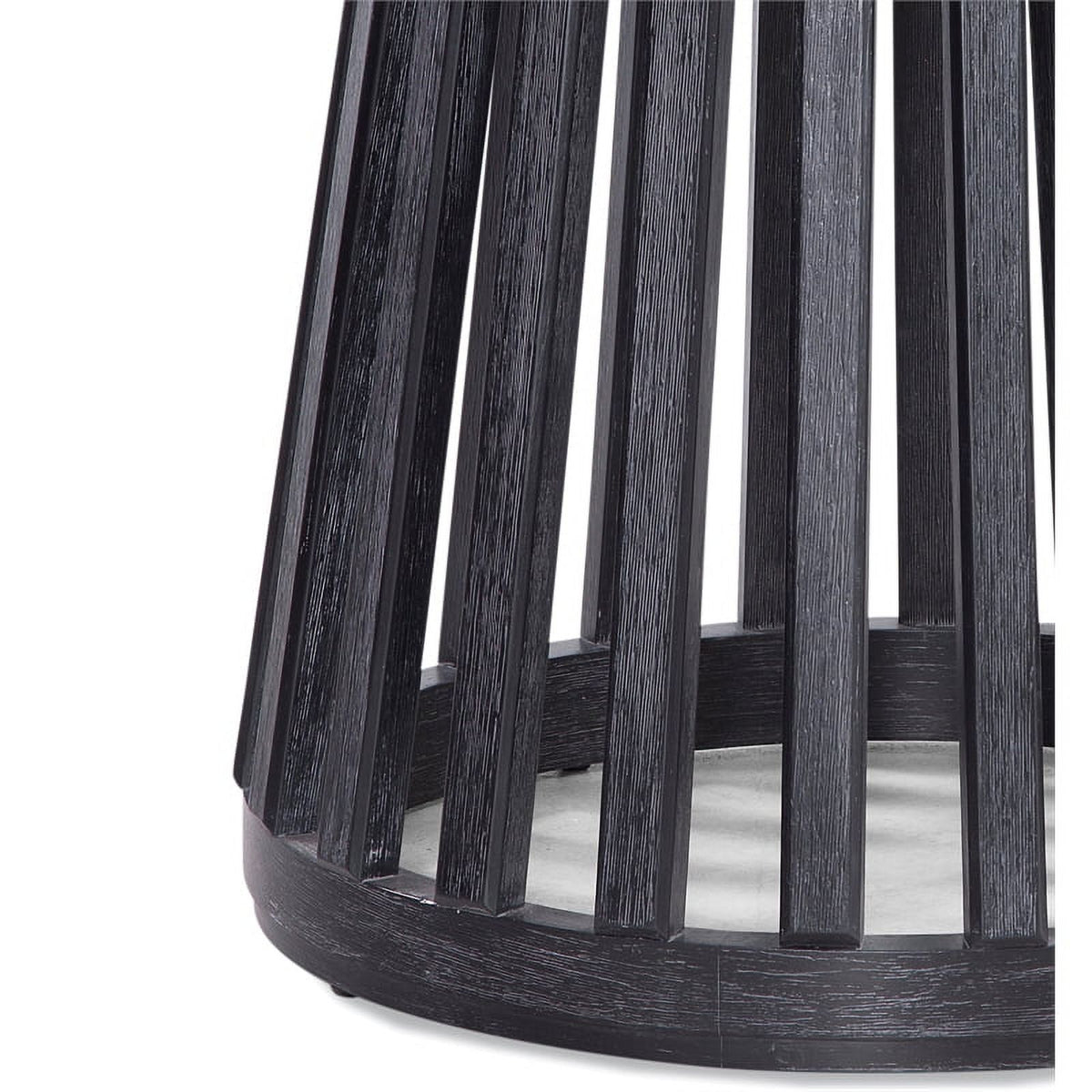 Black Round Glass and Wood Dining Table P9418