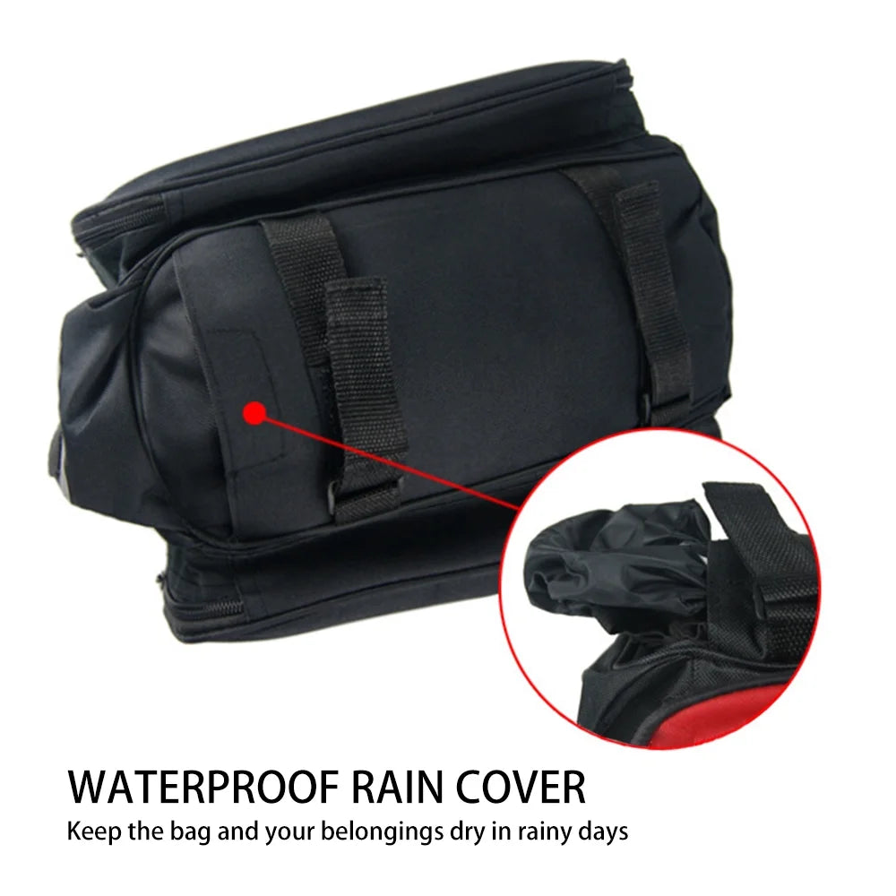 Rear Seat Bag Expandable MTB Bike Rack Bag with Rain Cover E528874