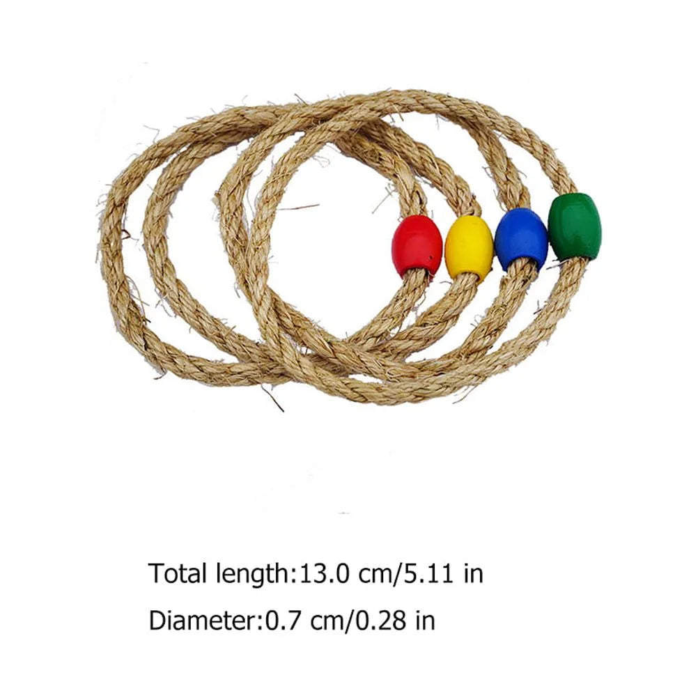 20 PCS Natural Rope Wooden Ring Toss Game Outdoor Playsets A30205