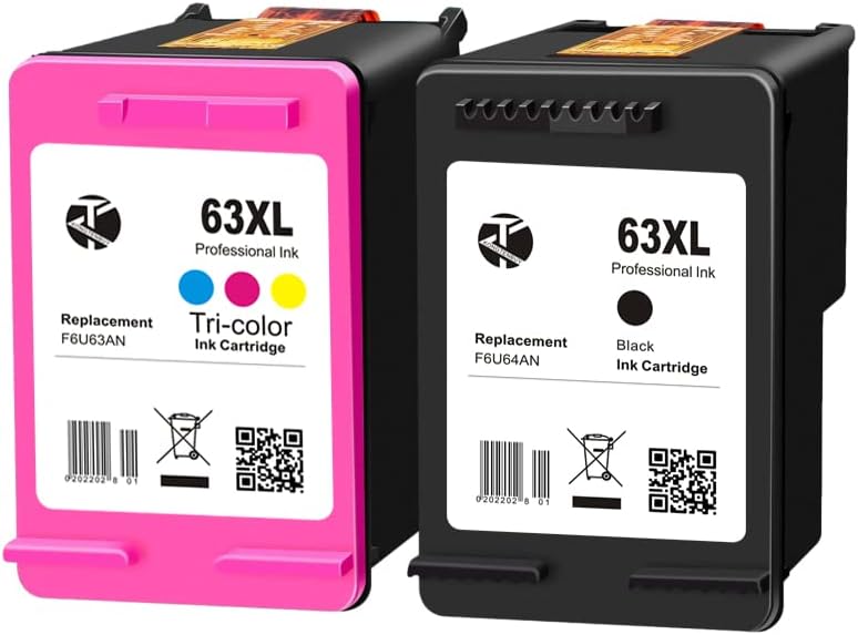 Remanufactured 63XL Ink Cartridge 2 Black 1 Tricolor Pack of 2 T42312