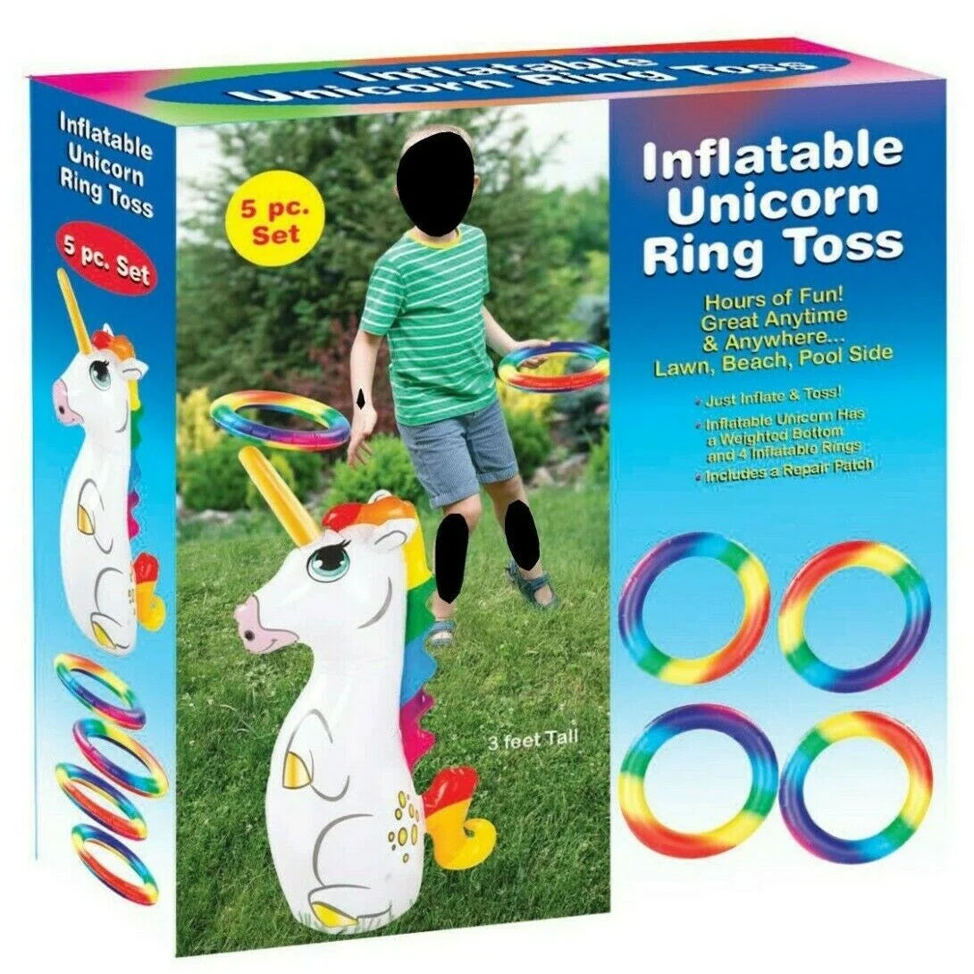 Inflatable Unicorn Ring Toss Game Swimming Pool Toy W641561