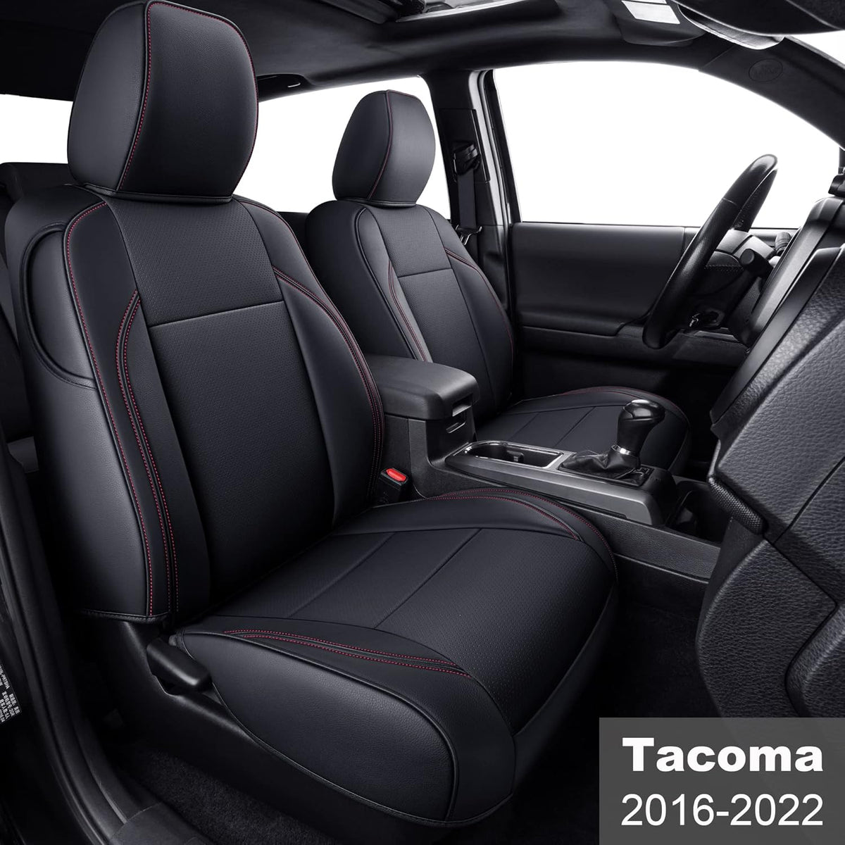 Black & Red Faux Leather Seat Covers A14039