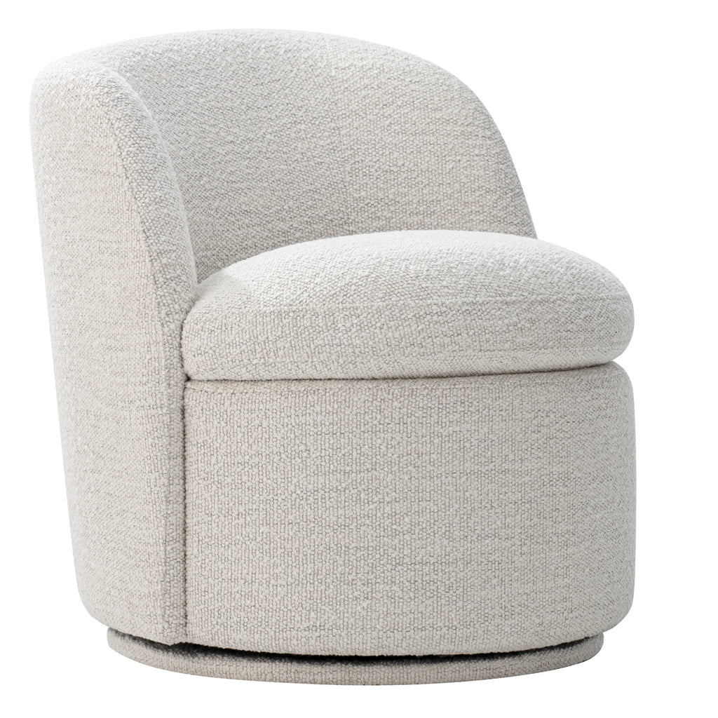 White Boucle Swivel Accent Chair O6876