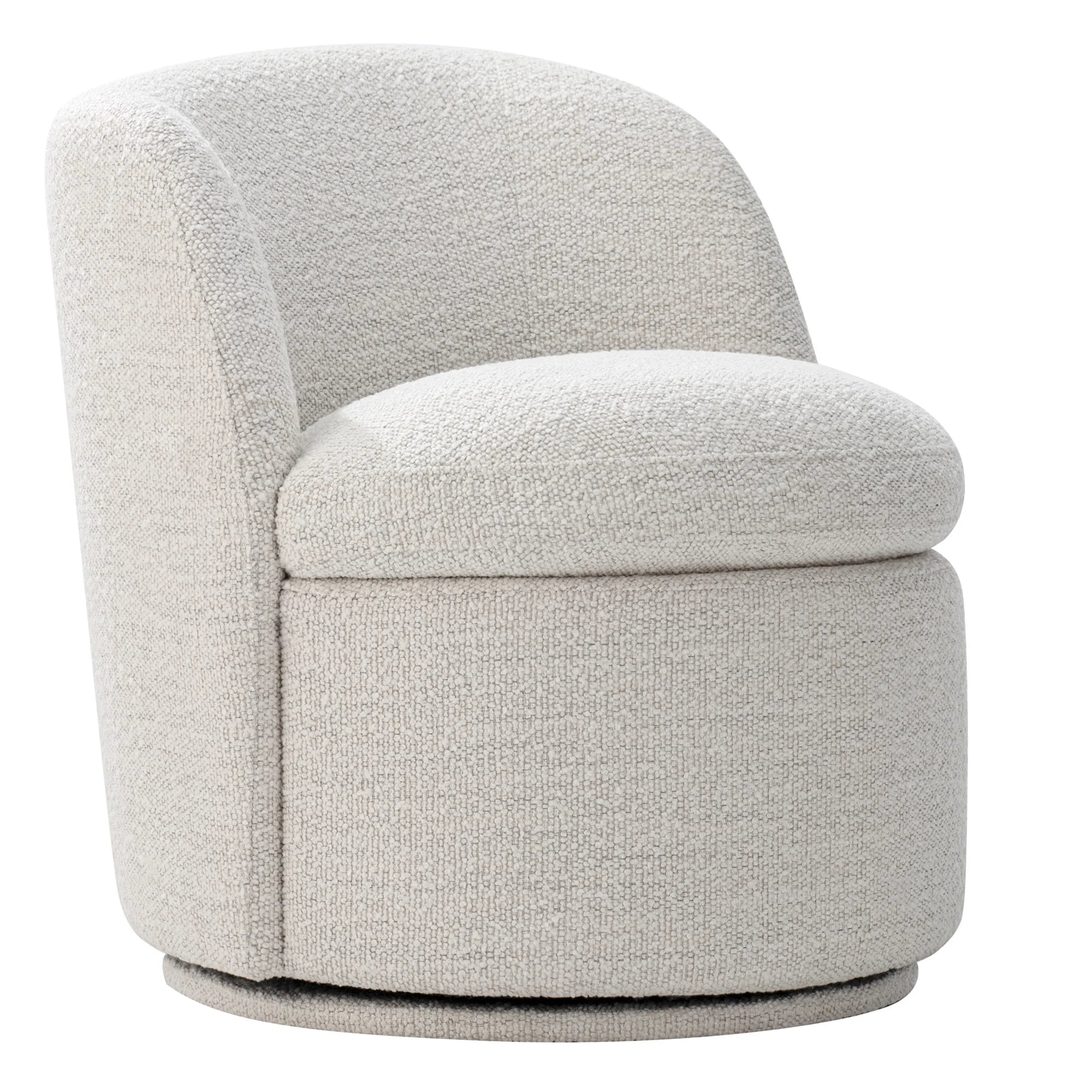 White Boucle Swivel Accent Chair O6876