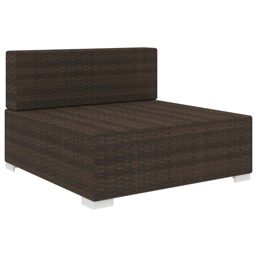 Brown Poly Rattan Sectional Middle Seat with Cushions L281146
