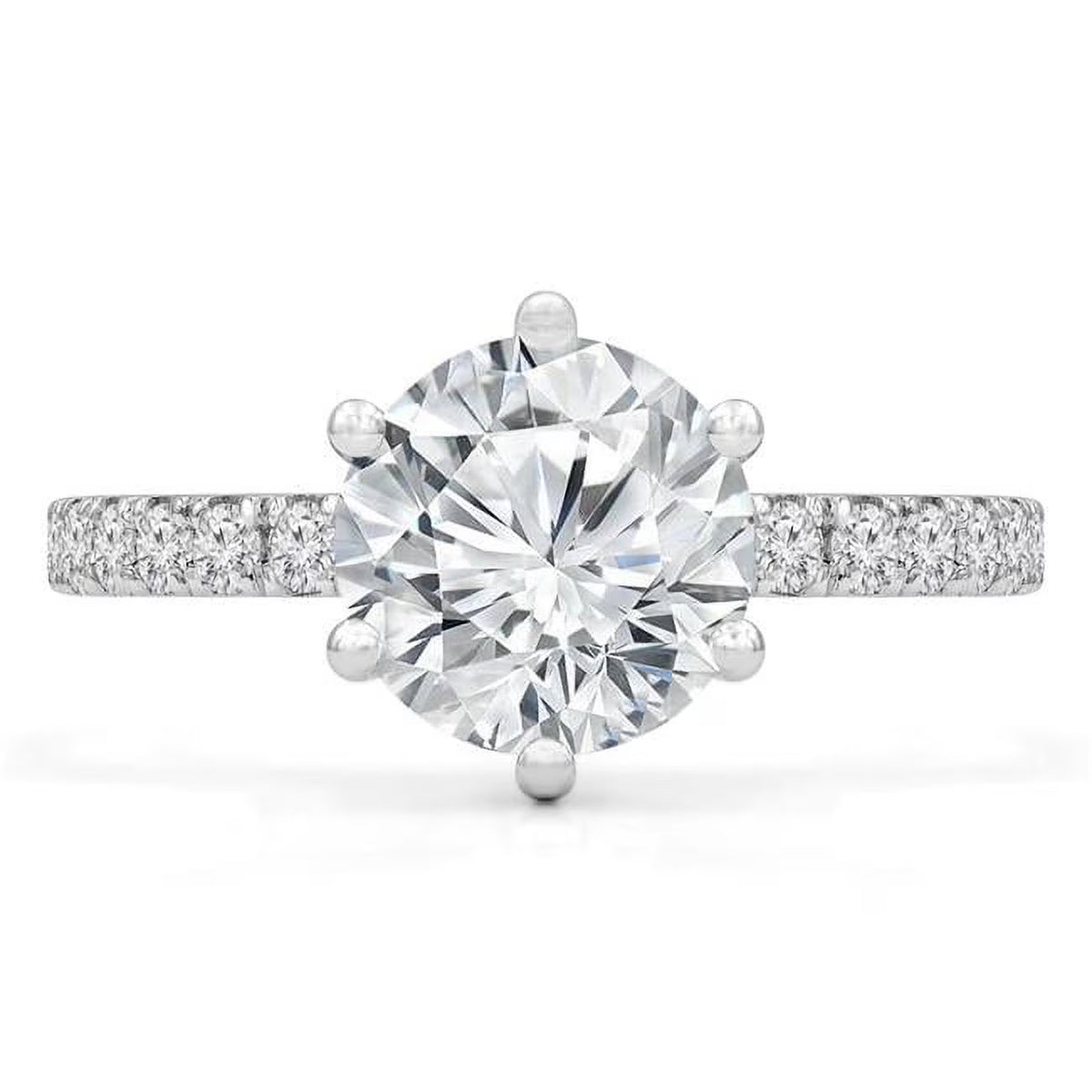 0.9 CTW Round Diamond Solitaire Engagement Ring in 14K White Gold F317